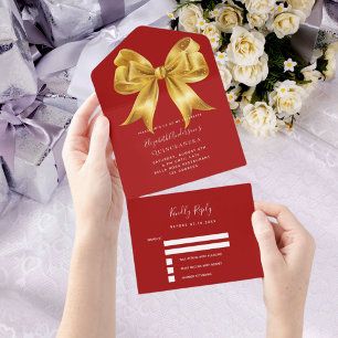 Red guld bow Quinceanera osa
