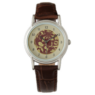 Red Guld Brocade Mönster Armbandsur