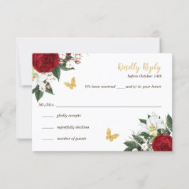 Red Guld Butterflies Quinceañera OSA kort