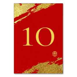 Red guld calligraphy-penseldrag chinese bröllop bordsnummer
