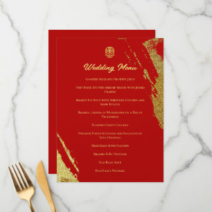 Red guld calligraphy-penseldrag chinese bröllop meny