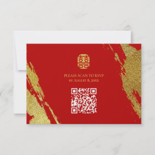 Red guld calligraphy-penseldrag chinese bröllop OSA kort