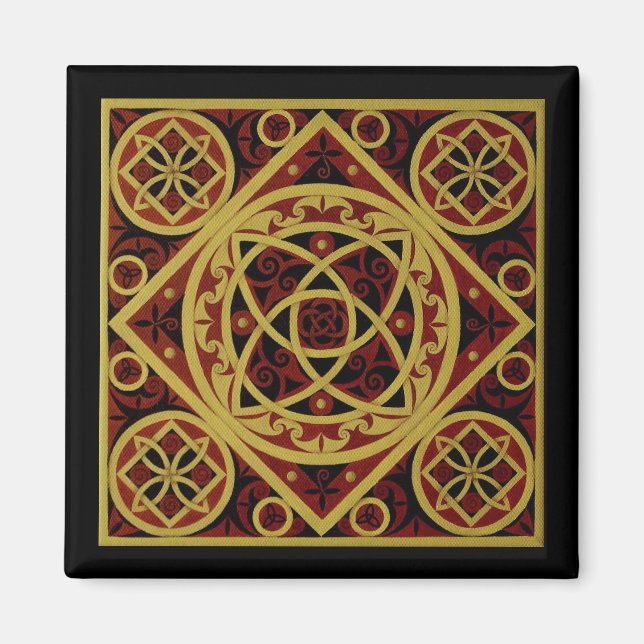 Red & Guld Celtic Design Magnet (Framsidan)