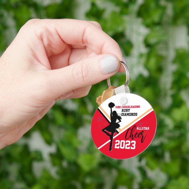 Red Guld Cheer Gift Bag Ideas Nyckelring (Hand)