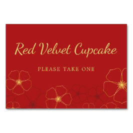 Red Guld Cherry Blommars Buffet Food Label Bordsnummer