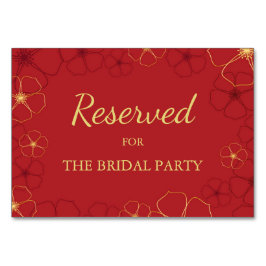 Red Guld Cherry Blommars Reserved Bord Sign Bordsnummer