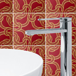 Red & Guld Chic Celtic Knot Seamless Mönster Tile Kakelplatta