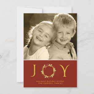 Red Guld Chic jul Joy Blommigt Utandningsfoto Joy Julkort