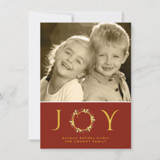 Red Guld Chic jul Joy Blommigt Utandningsfoto Joy  Julkort