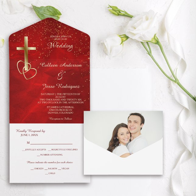 Red Guld Christian Kor Photo Template Bröllop (Skapare uppladdad)