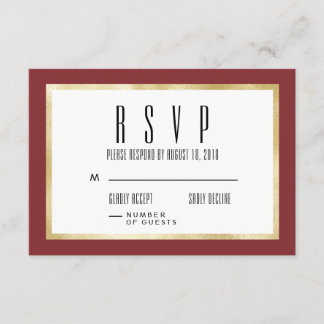 Red + Guld Classic Wedding OSA kort