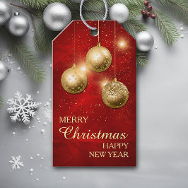 Red Guld Confetti jul Lökar Presentetikett