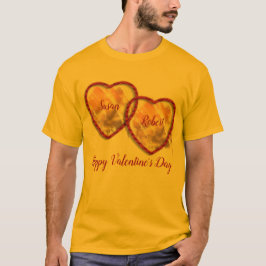 Red Guld Cute Heart Tonåring Alla hjärtans dag Man T Shirt