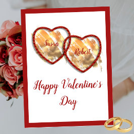 Red Guld Cute Kärlek Heart Alla hjärtans dag Vykort