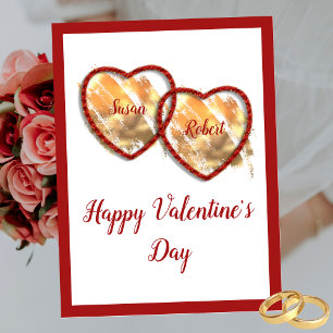 Red Guld Cute Kärlek Heart Alla hjärtans dag Vykort