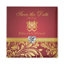 Red & Guld Damask, kinesisk Dubbla Happipness