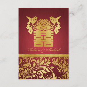 Red & Guld Damask, kinesisk Dubbla Happity OSA Kort