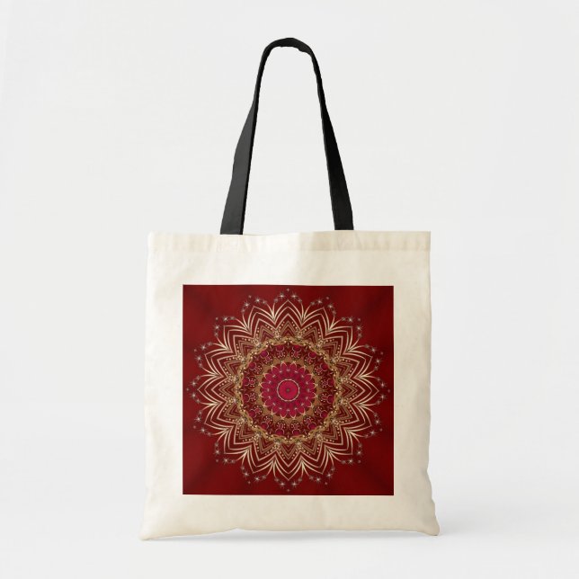 Red Guld Decorative Helgdag Tote Bag Tygkasse (Framsidan)