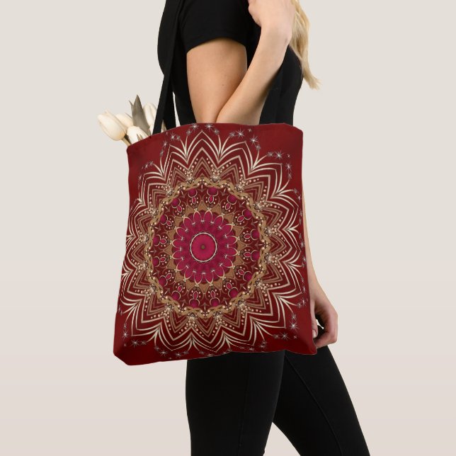 Red Guld Decorative Helgdag Tote Bag Tygkasse (Närbild)