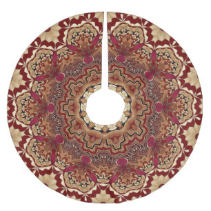 Red Guld Decorative Träd Skirt Julgransmatta Borstad Polyester