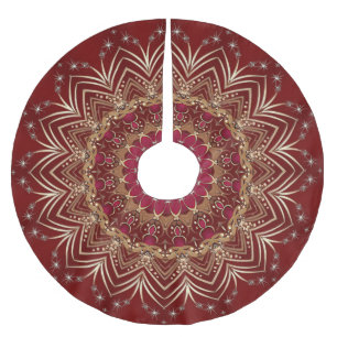 Red Guld Decorative Träd Skirt Julgransmatta Borstad Polyester