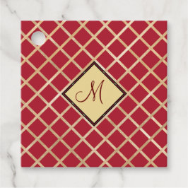 Red Guld Diamond Geometric Monogram-Anpassningsbar Gåvor Etiketter