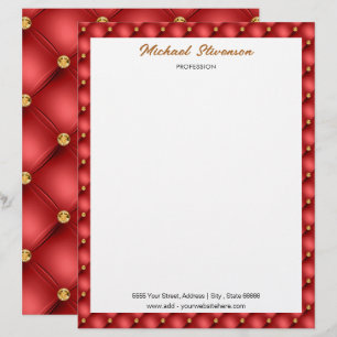 Red Guld Diamonds Framed Letterhead Personlig Brevhuvud
