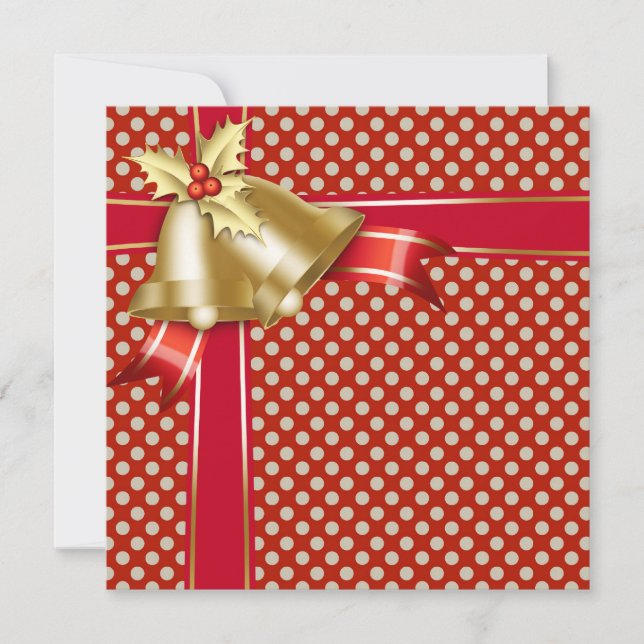 Red Guld Dot jul Party Inbjudningar (Framsida)