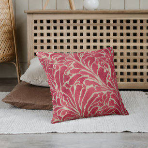 Red Guld Elegant Blommigt Chic Botanical Flowers Kudde