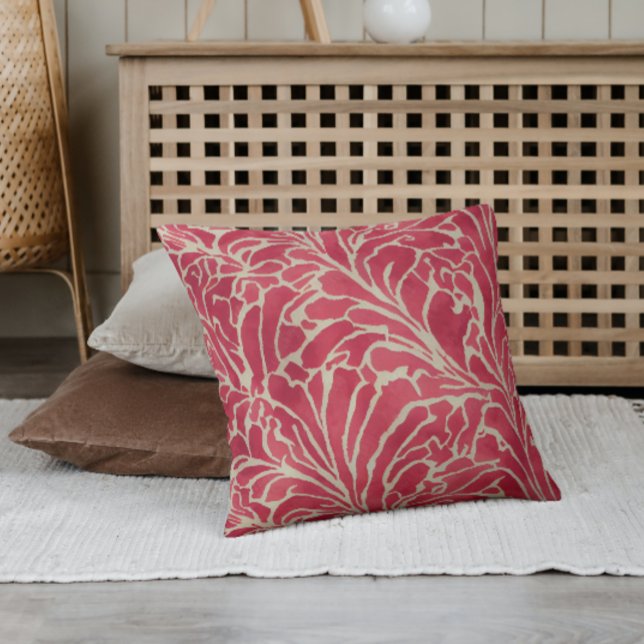 Red Guld Elegant Blommigt Chic Botanical Flowers Kudde (Skapare uppladdad)