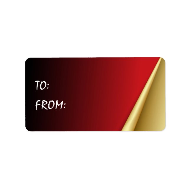 Red & Guld Elegant jul Adressetikett (Framsidan)