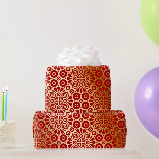 Red guld elegant mönster presentpapper (Festgåvor)