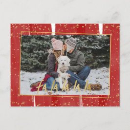 Red & Guld Fa La La La La Snowy-Helgdag Helg Vykort