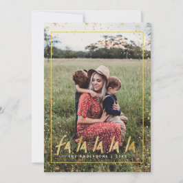 Red & Guld Fa La La La Snowy Helgdag jul Julkort