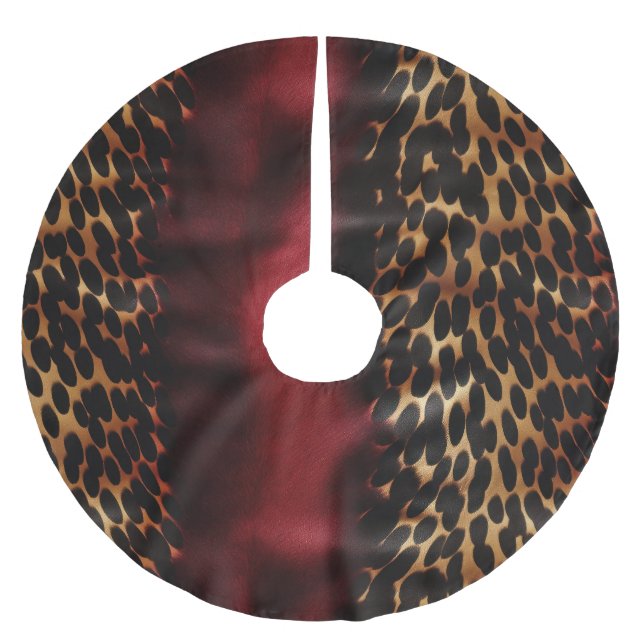 Red Guld Faux Cowgirl Southwest Cowhide Julgransmatta Borstad Polyester (Framsidan)