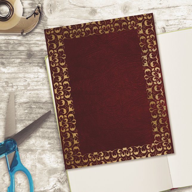 Red Guld Faux Leather Scrapbook Cardstock (Skapare uppladdad)