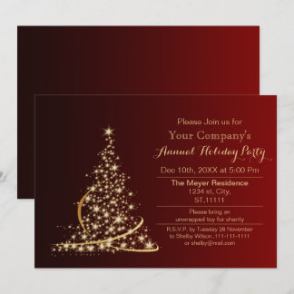 Red Guld Festive Corporate julfest Inbjudningar