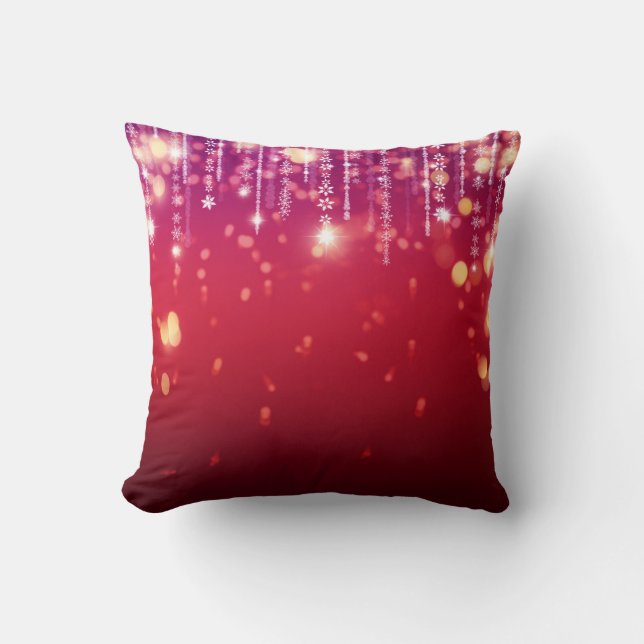 Red & Guld Festive Ljus Pillow Kudde (Framsida)