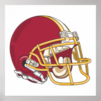 Red & Guld Football Helmet Poster