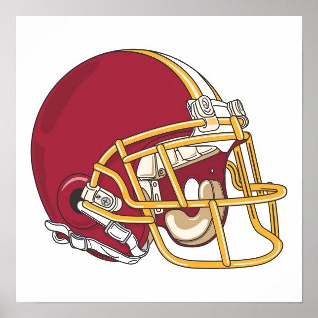 Red & Guld Football Helmet Poster (Framsidan)