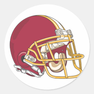 Red & Guld Football Helmet Runt Klistermärke