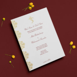 Red & Guld Ganesha och Mehndi Indian Bröllop Inbjudningar