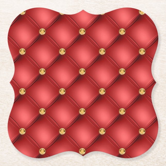 Red Guld Gemstone Papper Underlägg (Framsida)