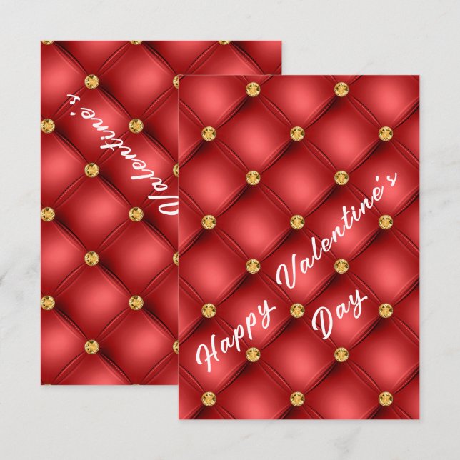Red Guld Gemstone Valentine Day Card (Fram/baksida)