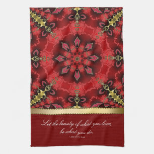 Red Guld Geometric Art Quote Tea Towel Kökshandduk