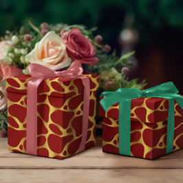 Red & guld Giraffe Mönster Wrapping Papper Presentpapper