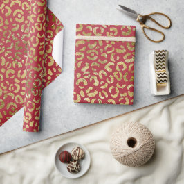 Red Guld Glam Leopard Skriv ut Presentpapper