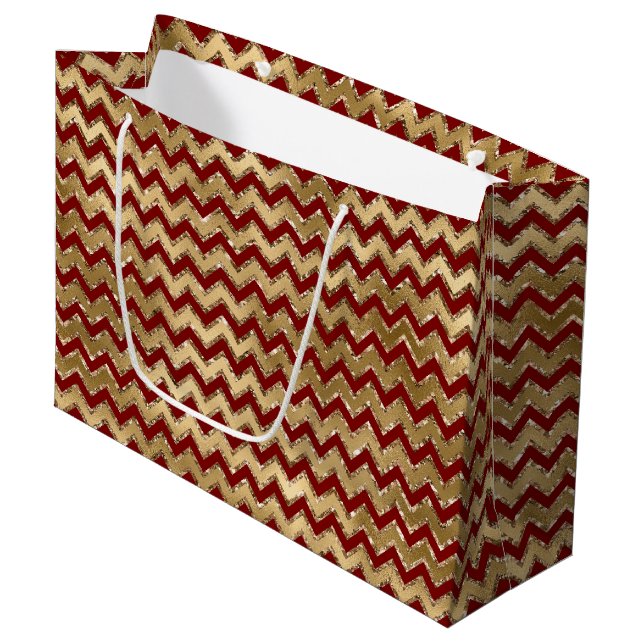Red Guld Glam Zigzag Rand jul (Framsidan Vinklad)