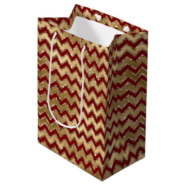 Red Guld Glam Zigzag Rand jul (Framsidan Vinklad)