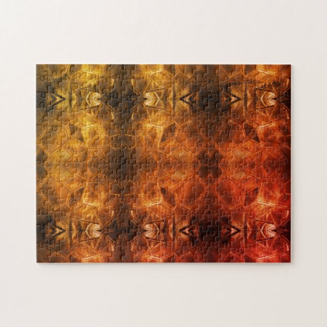 Red Guld Glass Sheen Fiery Tribal Stil Warm Tones Pussel (Horisontell)